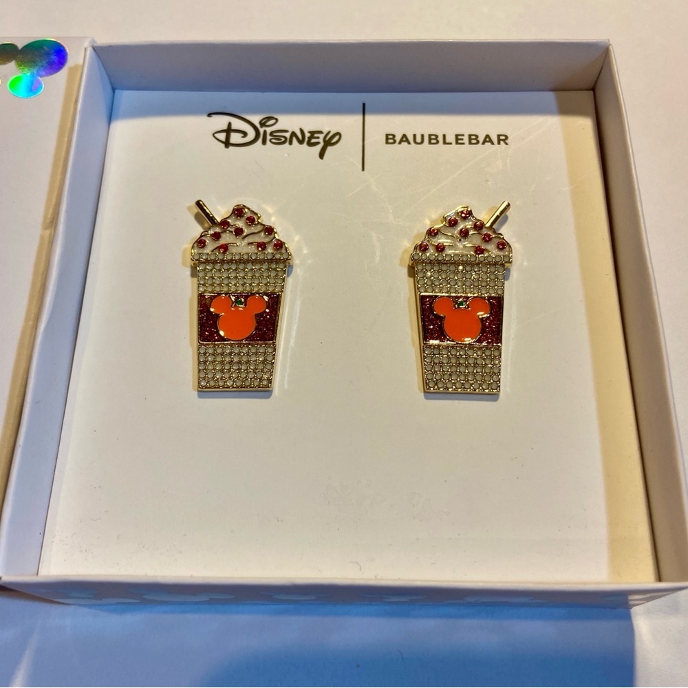 BaubleBar Disney Mickey Mouse Earrings - Fall Pumpkin Latte Coffee